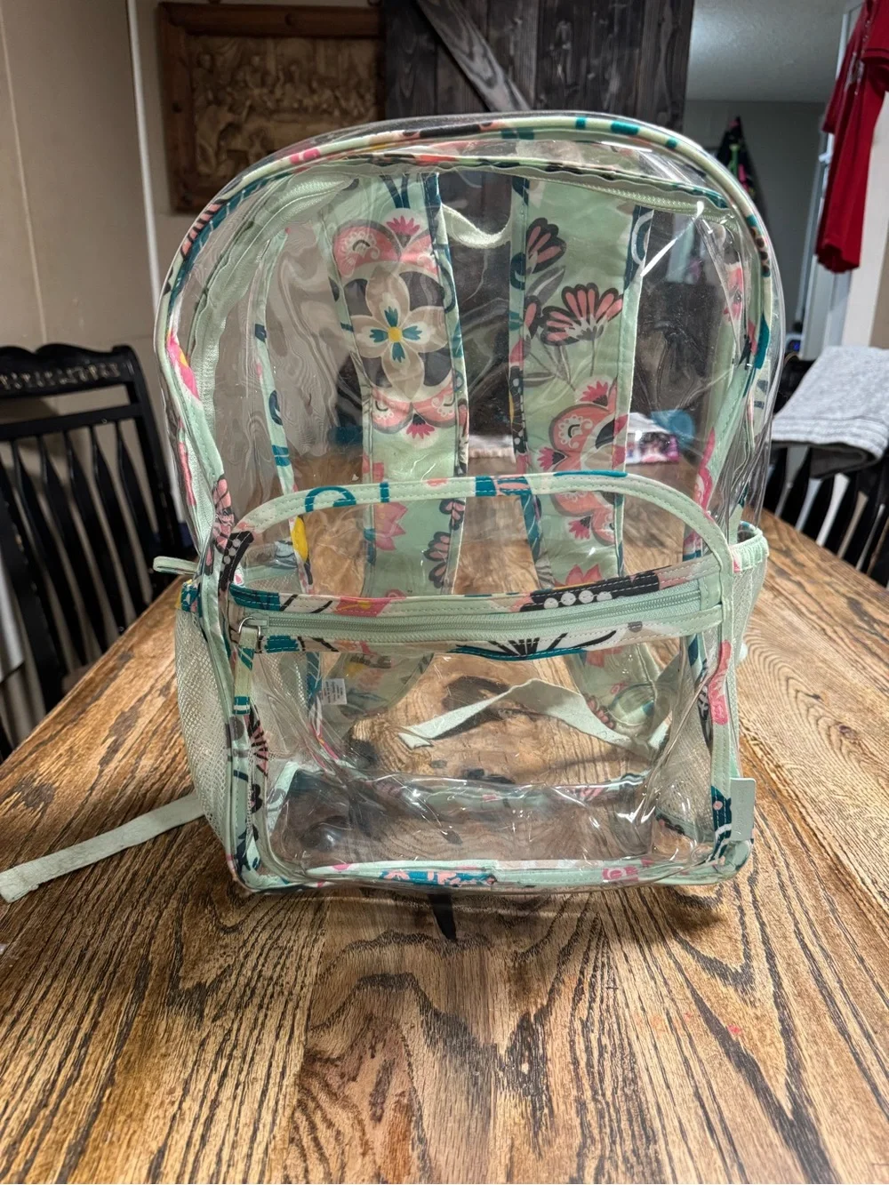 Vera Bradley Clearly Colorful Backpack Mint Flowers Floral Bookpack
